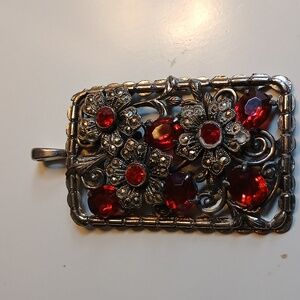 statement pendent silvertone.stone 3 inches ht x 2 wide..vintage